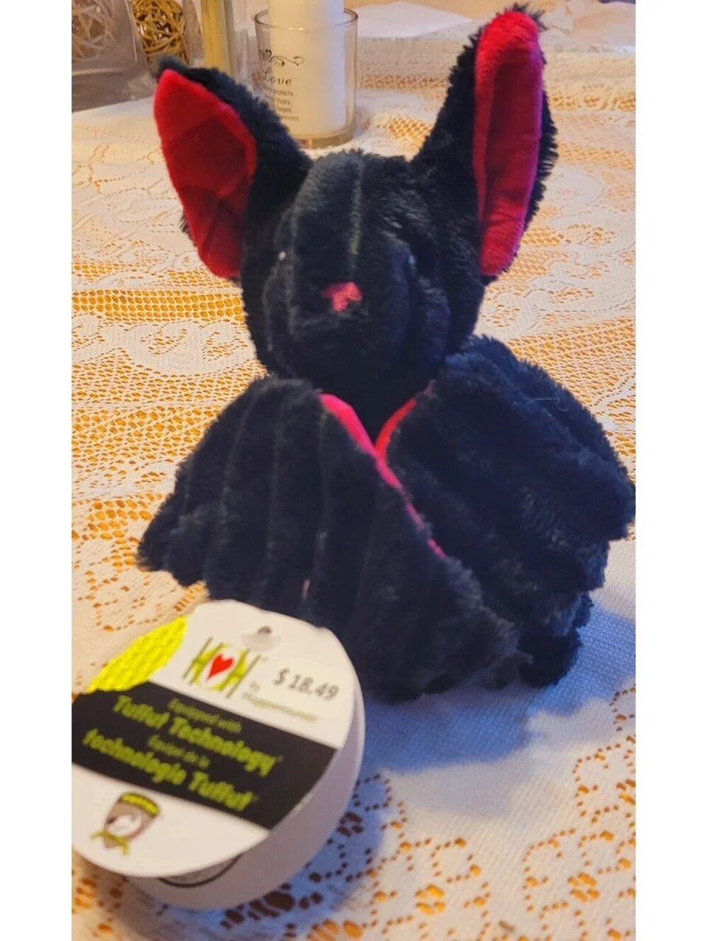 🎃 Huggle Hounds Tuffut Toys Squeaky Halloween Cute  Bat Chew Toy